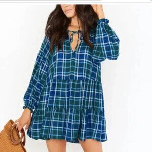 Show Me Your Mumu Berkeley Tunic Dress – Blue Green Plaid, Size Large